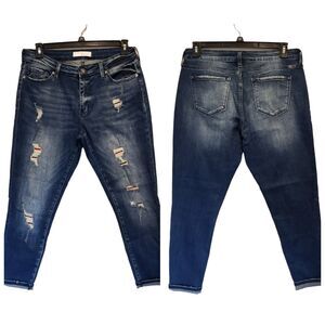 Kancan Ankle Skinny Low Rise Distressed Jeans Style KC6310D Size 15